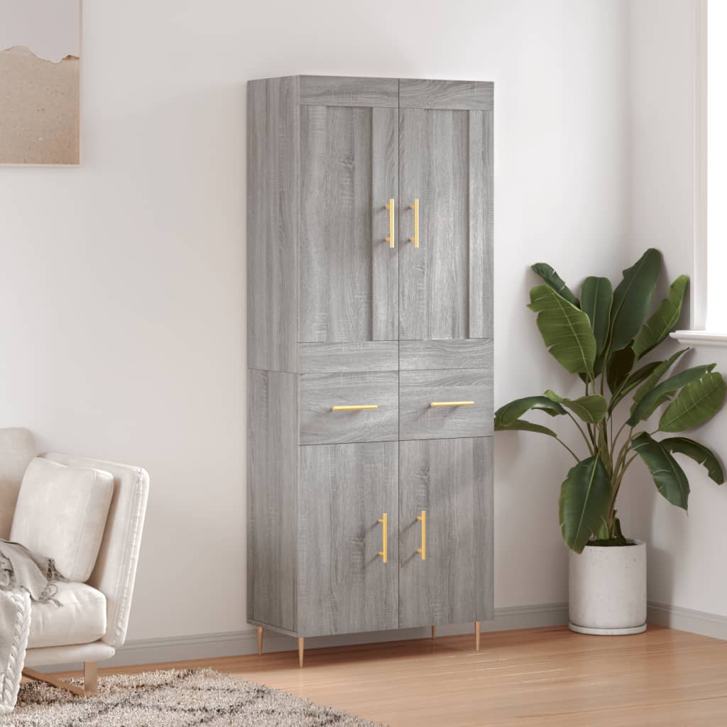 vidaXL Witrynka szary dąb sonoma 69,5x34x180cm materiał drewnopochodny