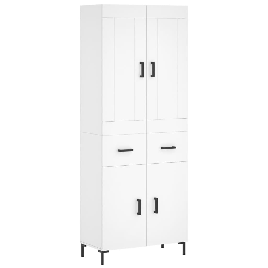 vidaXL Witrynka, biała, 69,5x34x180 cm, materiał drewnopochodny