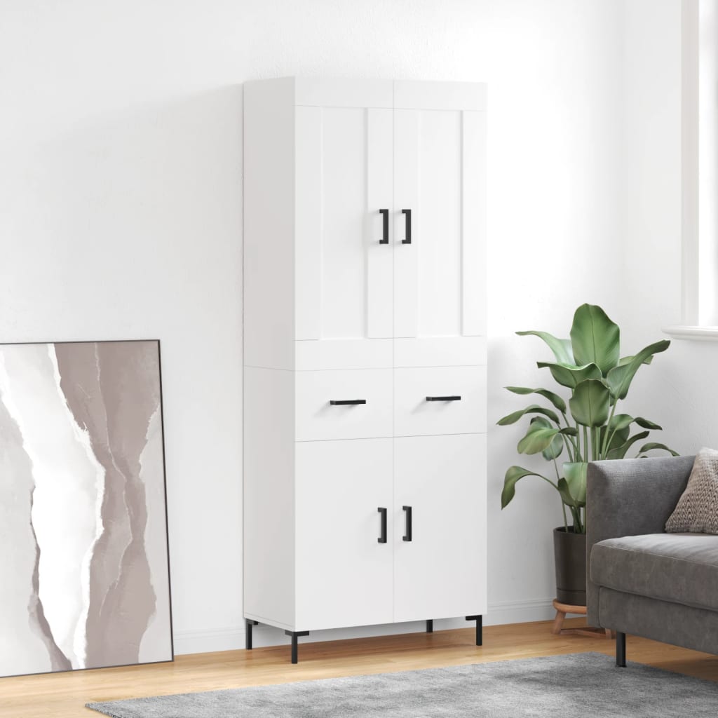 vidaXL Witrynka, biała, 69,5x34x180 cm, materiał drewnopochodny