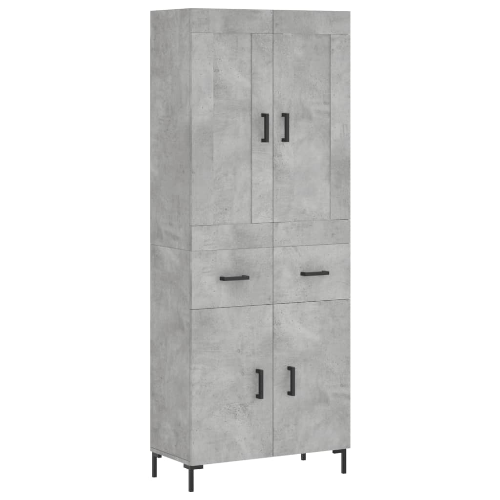 vidaXL Witrynka, szarość betonu 69,5x34x180 cm materiał drewnopochodny
