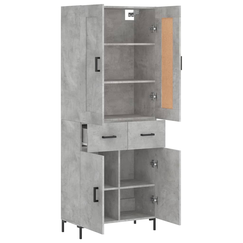 vidaXL Witrynka, szarość betonu 69,5x34x180 cm materiał drewnopochodny