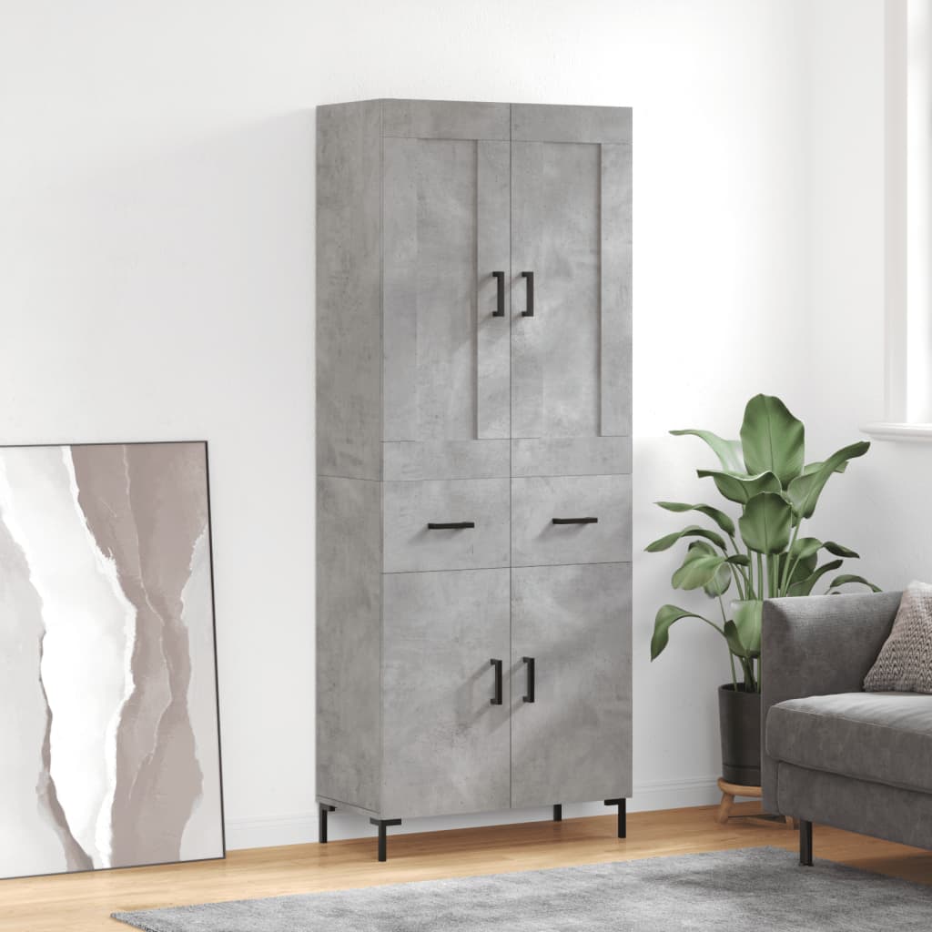 vidaXL Witrynka, szarość betonu 69,5x34x180 cm materiał drewnopochodny