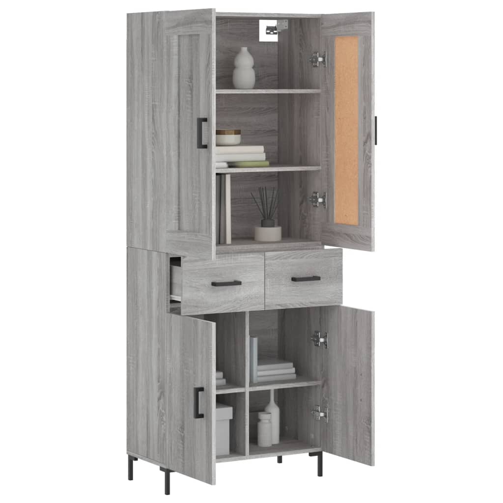 vidaXL Witrynka szary dąb sonoma 69,5x34x180cm materiał drewnopochodny