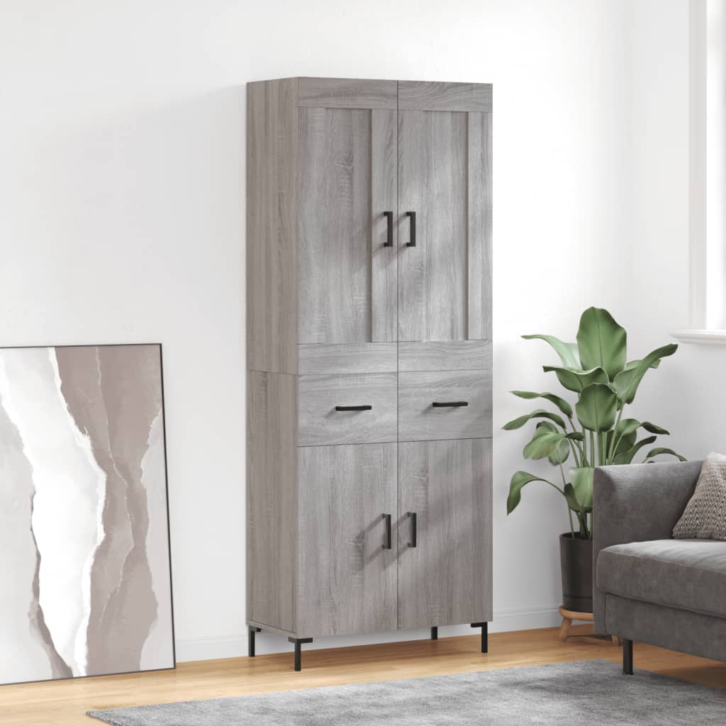 vidaXL Witrynka szary dąb sonoma 69,5x34x180cm materiał drewnopochodny