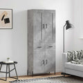 vidaXL Witrynka, szarość betonu 69,5x34x180 cm materiał drewnopochodny