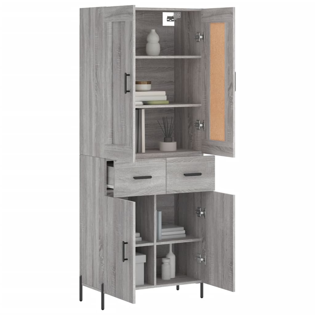 vidaXL Witrynka szary dąb sonoma 69,5x34x180cm materiał drewnopochodny