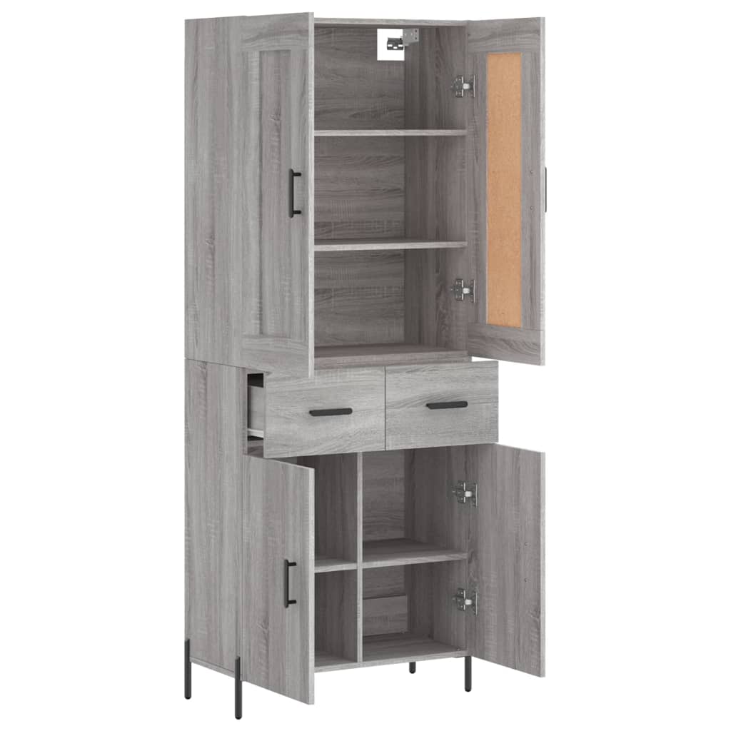 vidaXL Witrynka szary dąb sonoma 69,5x34x180cm materiał drewnopochodny