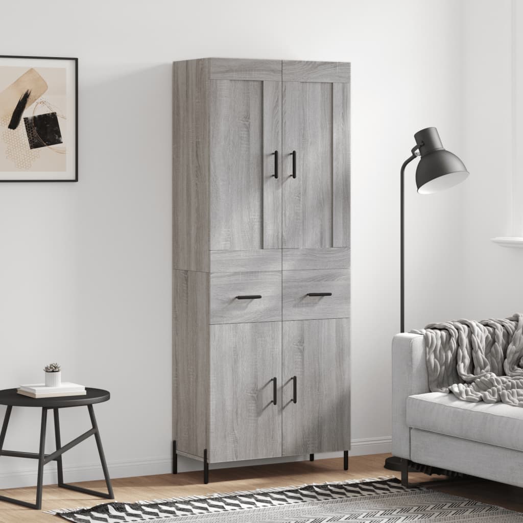 vidaXL Witrynka szary dąb sonoma 69,5x34x180cm materiał drewnopochodny