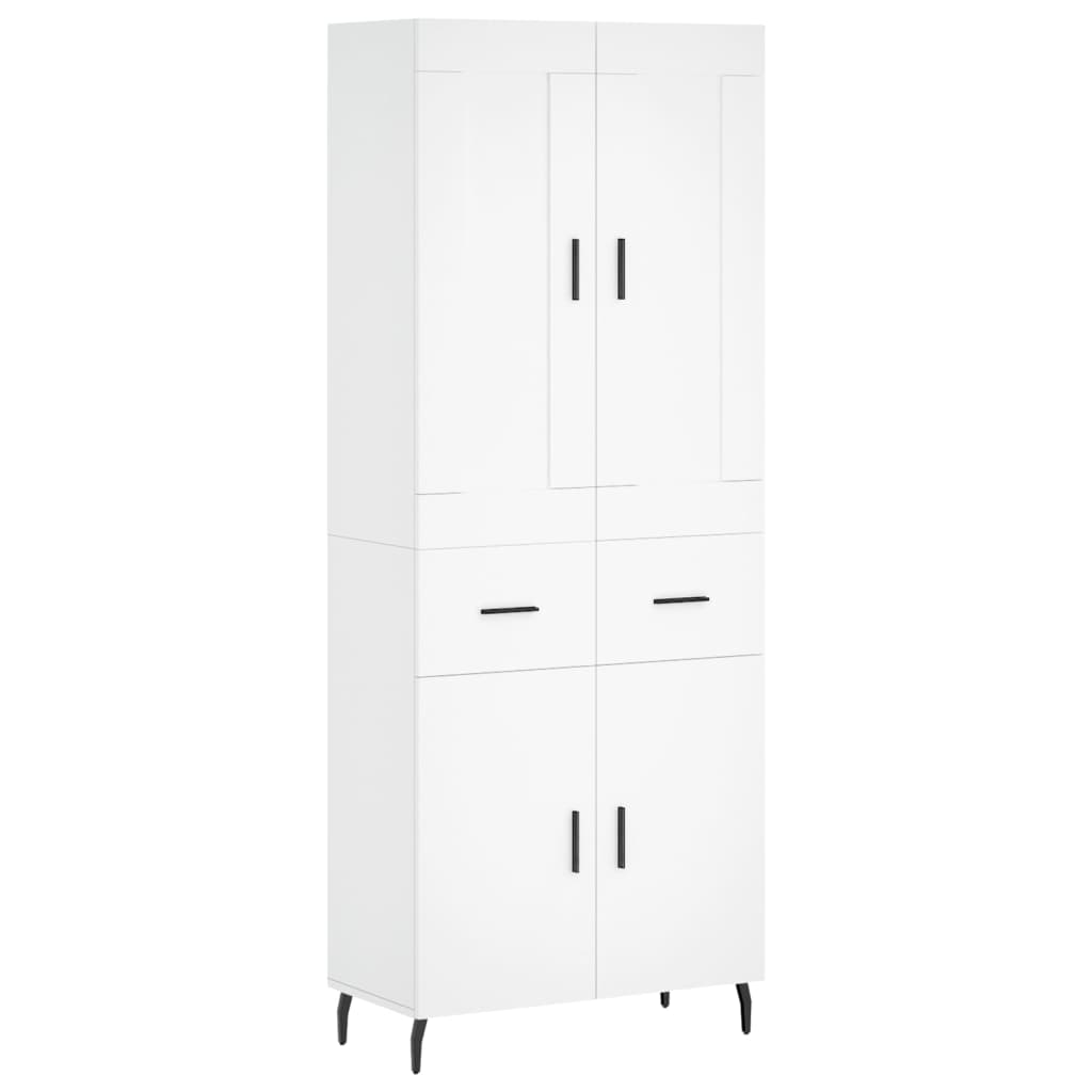 vidaXL Witrynka, biała, 69,5x34x180 cm, materiał drewnopochodny