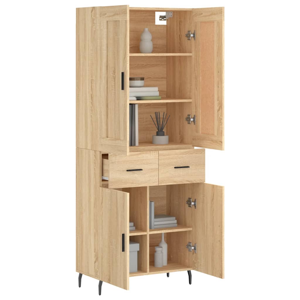 vidaXL Witrynka, dąb sonoma, 69,5x34x180 cm, materiał drewnopochodny