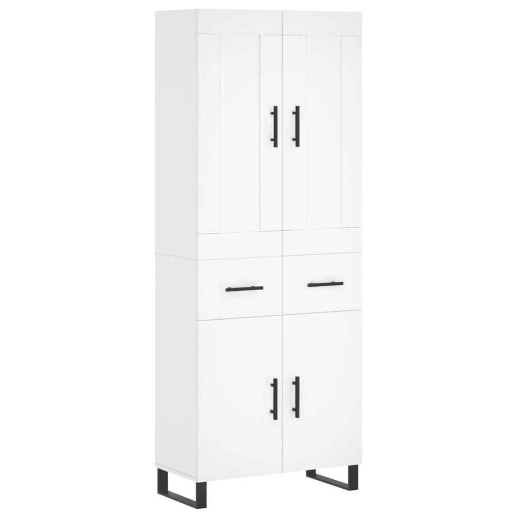 vidaXL Witrynka, biała, 69,5x34x180 cm, materiał drewnopochodny