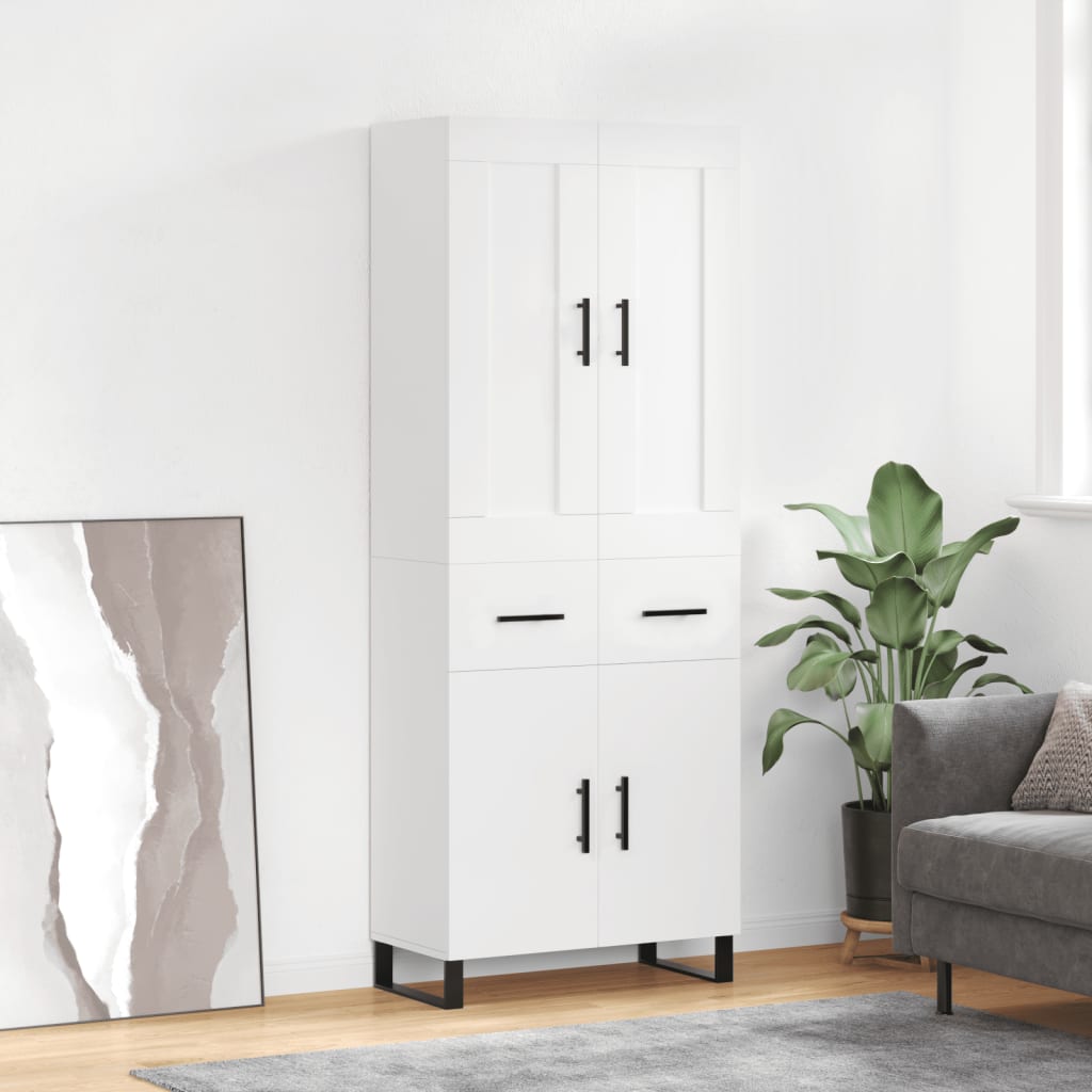 vidaXL Witrynka, biała, 69,5x34x180 cm, materiał drewnopochodny
