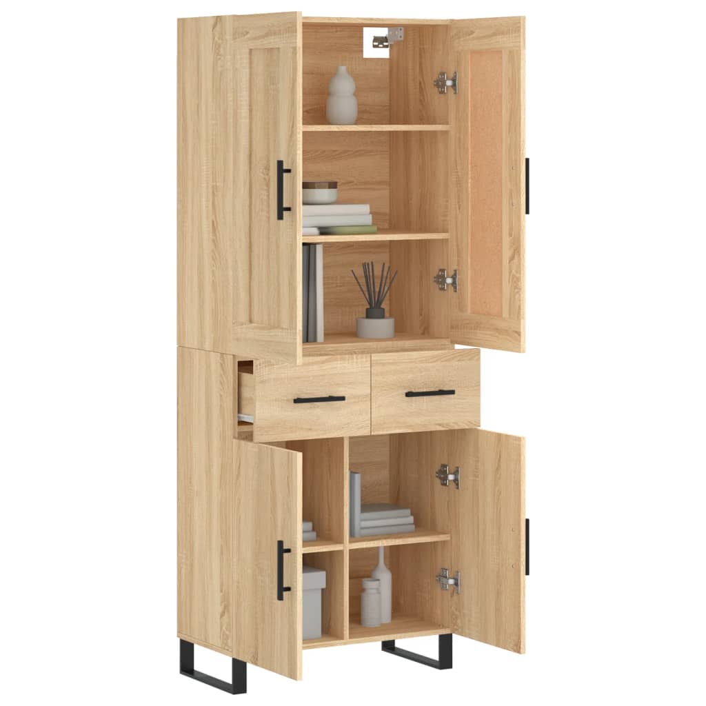 vidaXL Witrynka, dąb sonoma, 69,5x34x180 cm, materiał drewnopochodny