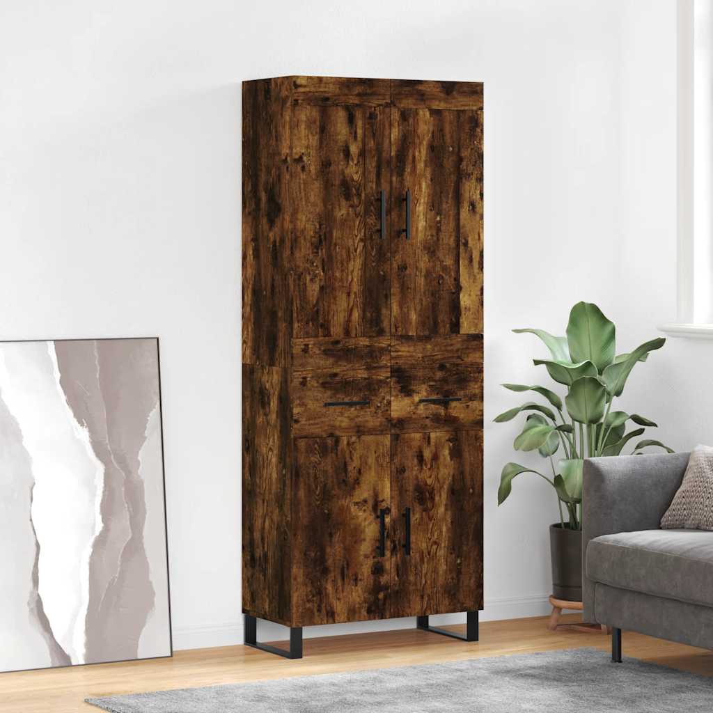 vidaXL Witrynka przydymiony dąb 69,5x34x180 cm materiał drewnopochodny