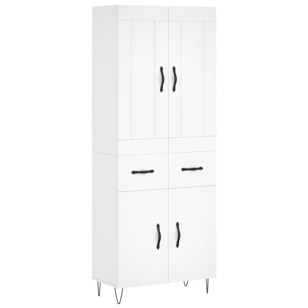 vidaXL Witrynka, biała, 69,5x34x180 cm, materiał drewnopochodny