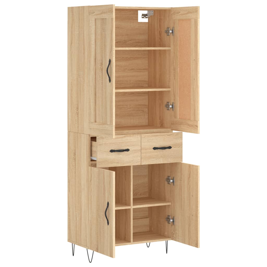 vidaXL Witrynka, dąb sonoma, 69,5x34x180 cm, materiał drewnopochodny