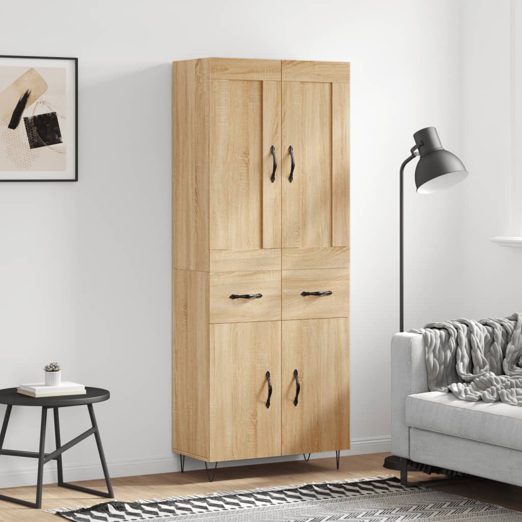 vidaXL Witrynka, dąb sonoma, 69,5x34x180 cm, materiał drewnopochodny