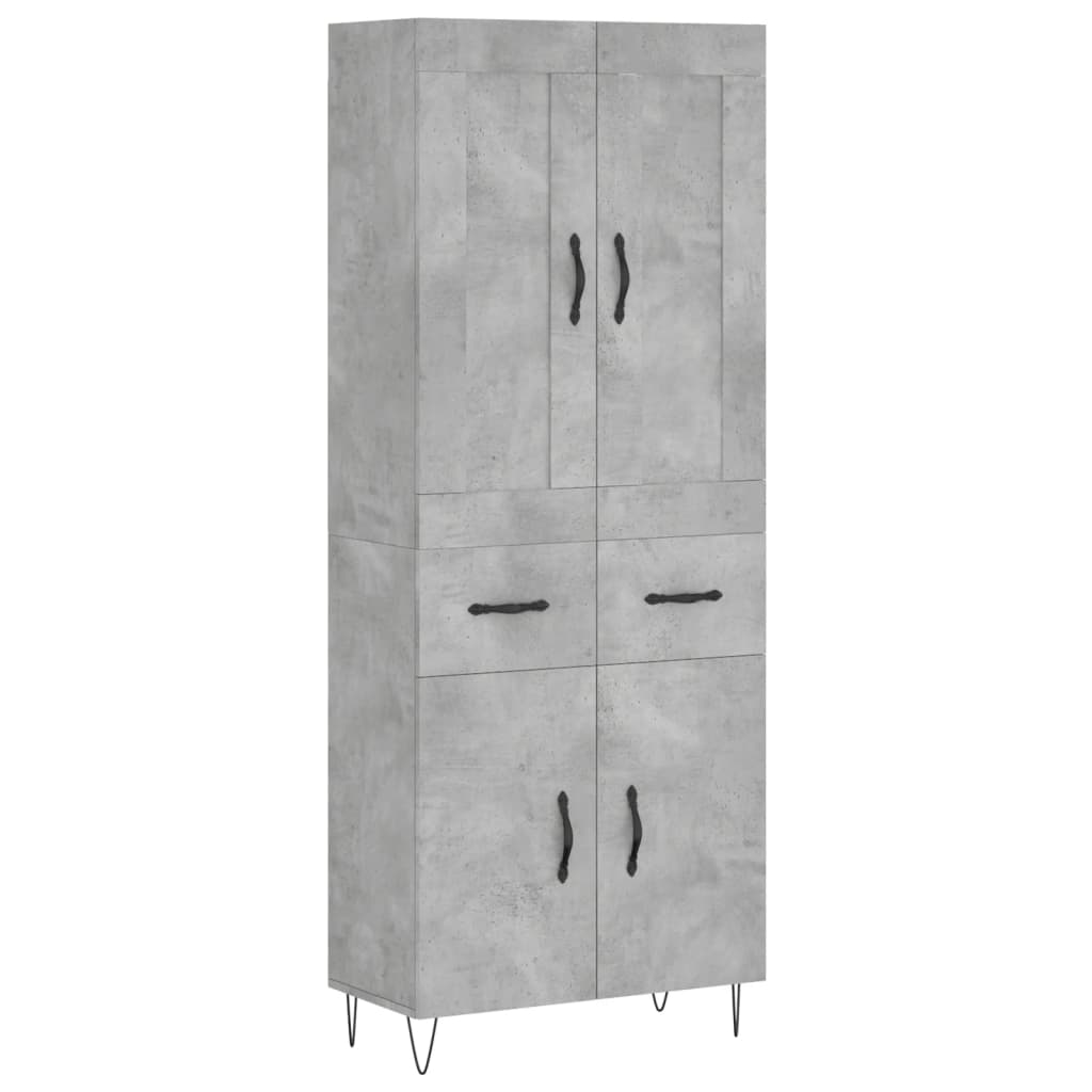 vidaXL Witrynka, szarość betonu 69,5x34x180 cm materiał drewnopochodny