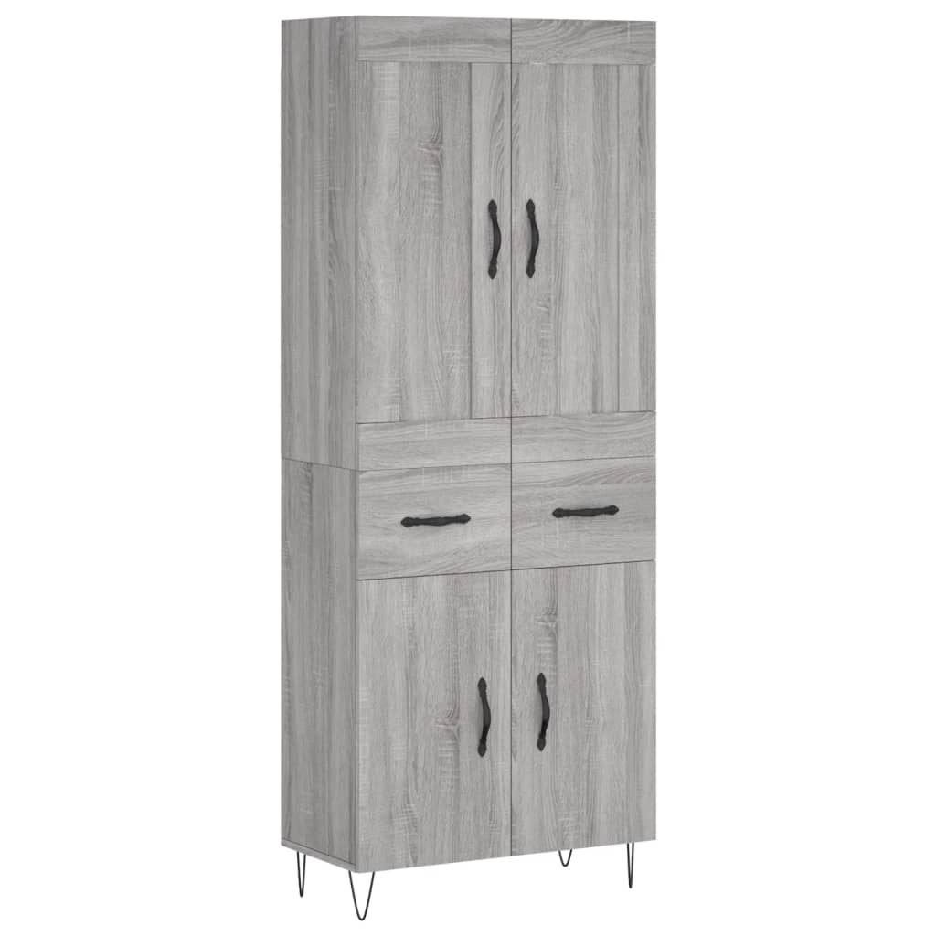 vidaXL Witrynka szary dąb sonoma 69,5x34x180cm materiał drewnopochodny