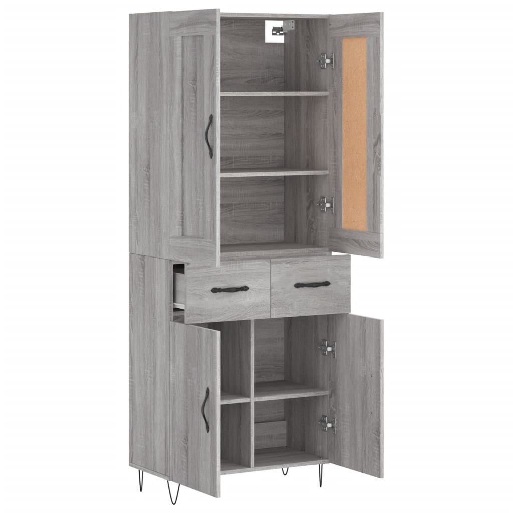 vidaXL Witrynka szary dąb sonoma 69,5x34x180cm materiał drewnopochodny
