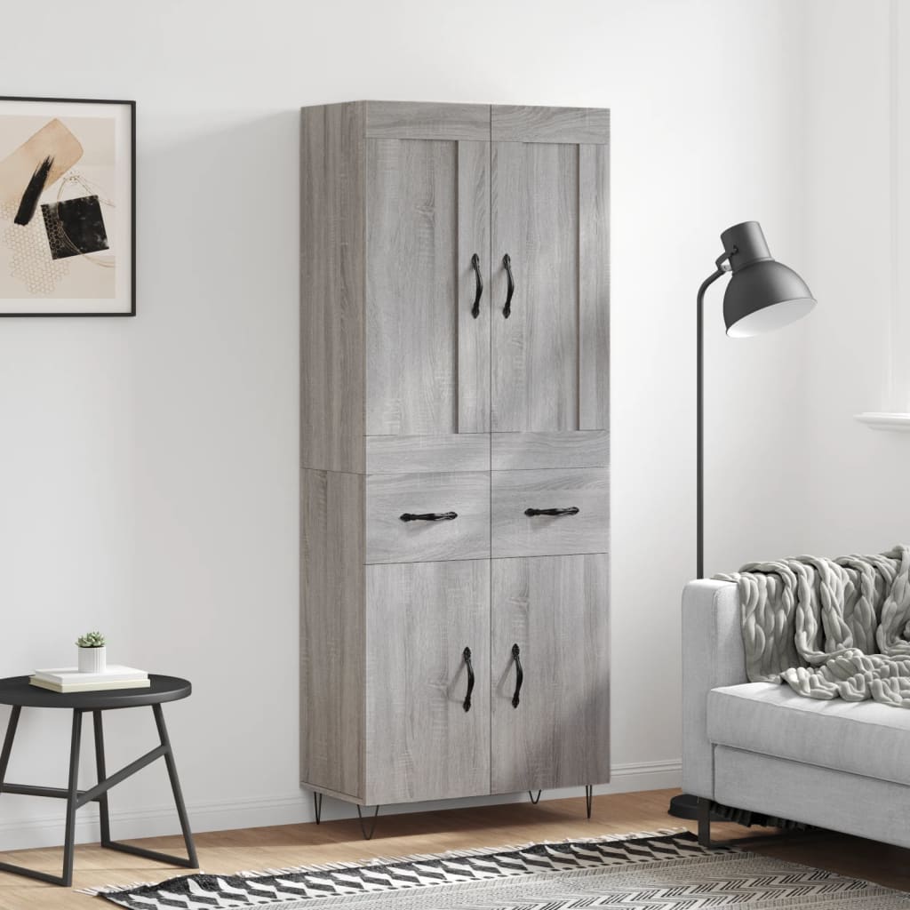 vidaXL Witrynka szary dąb sonoma 69,5x34x180cm materiał drewnopochodny