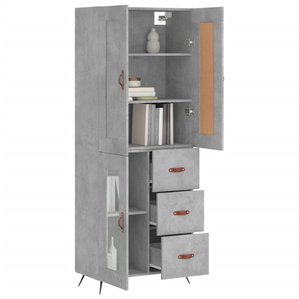vidaXL Witrynka, szarość betonu 69,5x34x180 cm materiał drewnopochodny