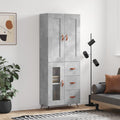vidaXL Witrynka, szarość betonu 69,5x34x180 cm materiał drewnopochodny