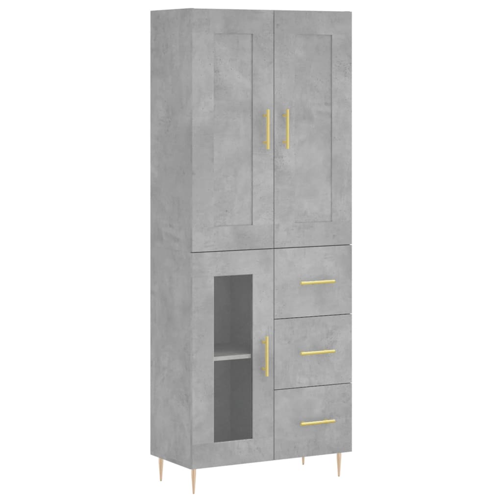 vidaXL Witrynka, szarość betonu 69,5x34x180 cm materiał drewnopochodny