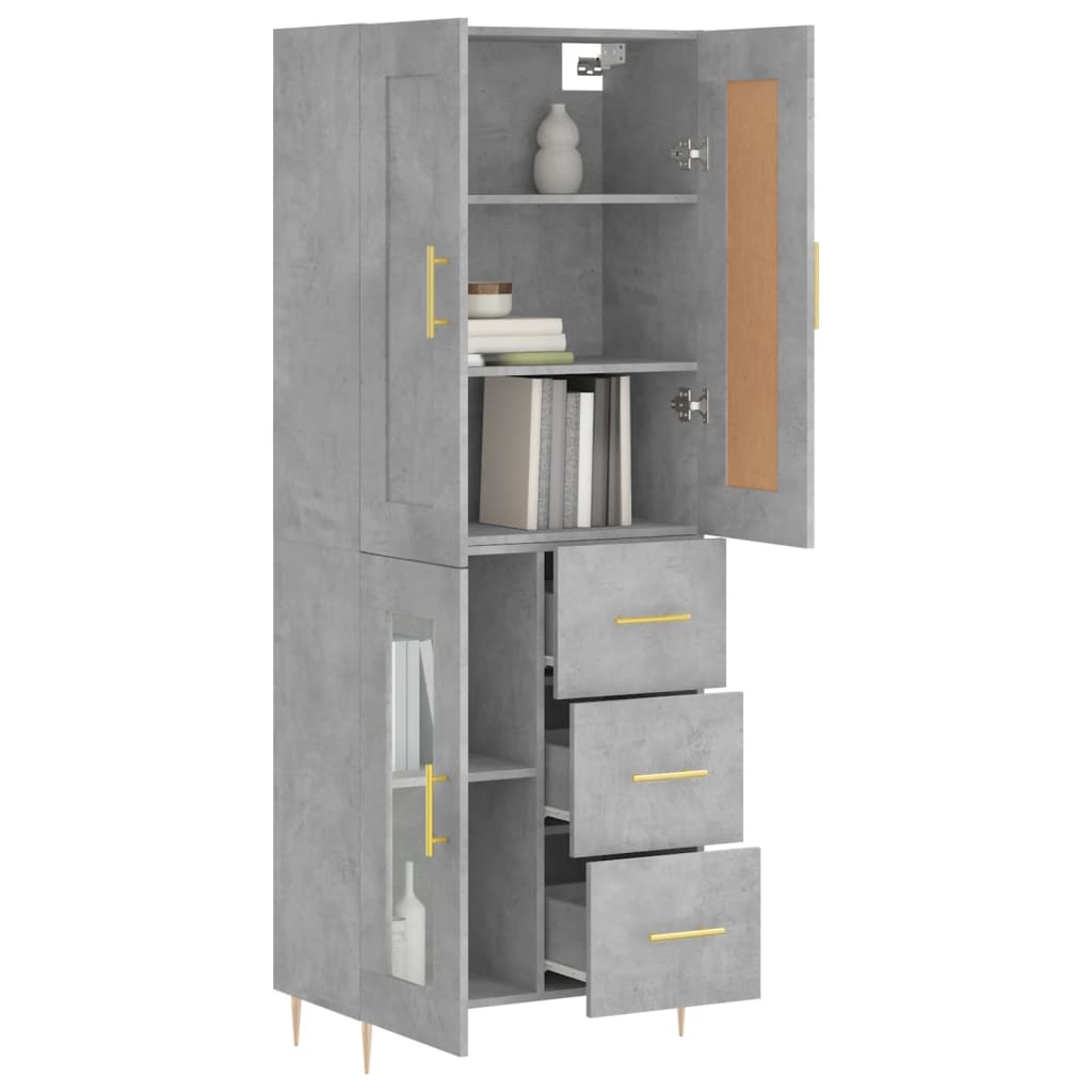 vidaXL Witrynka, szarość betonu 69,5x34x180 cm materiał drewnopochodny