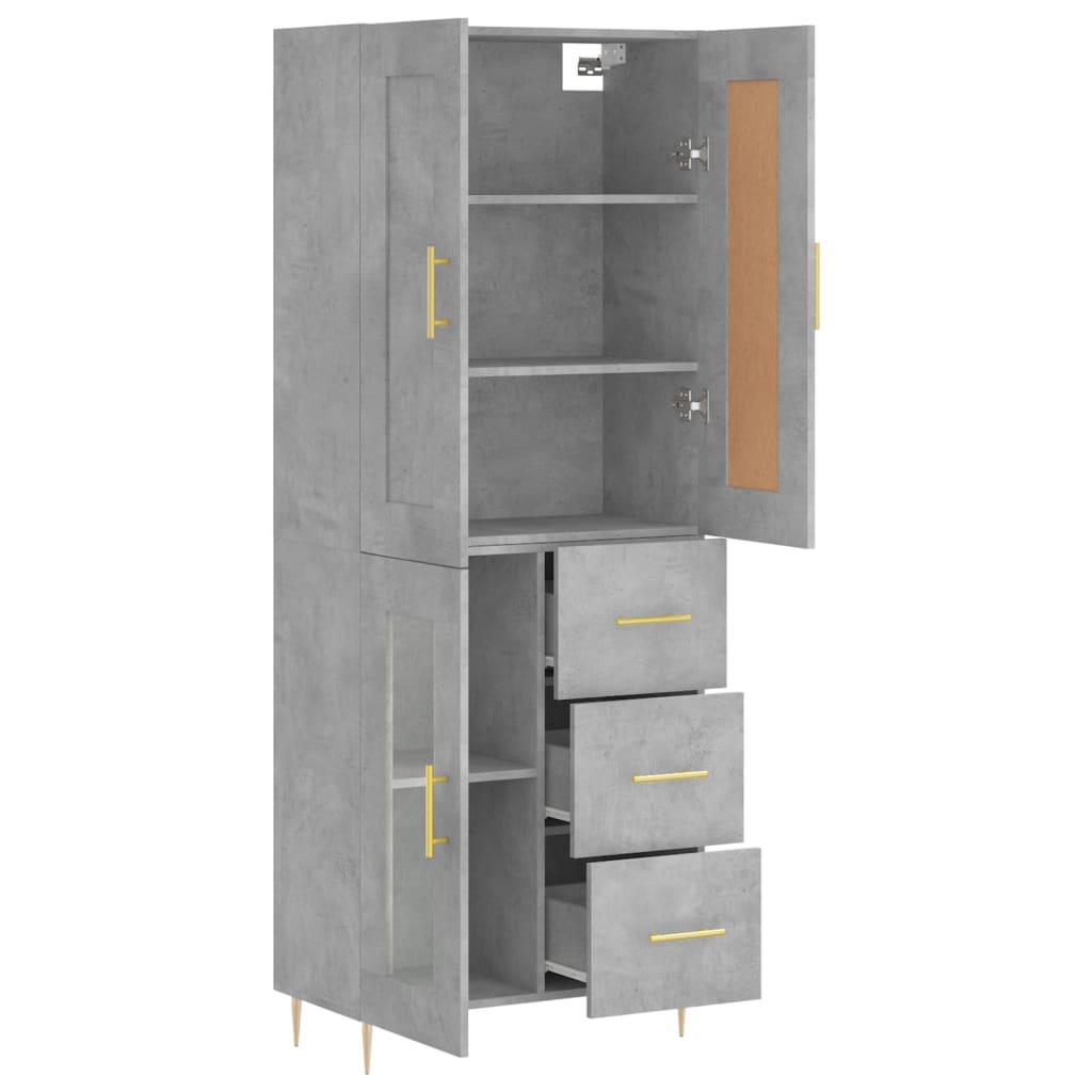 vidaXL Witrynka, szarość betonu 69,5x34x180 cm materiał drewnopochodny