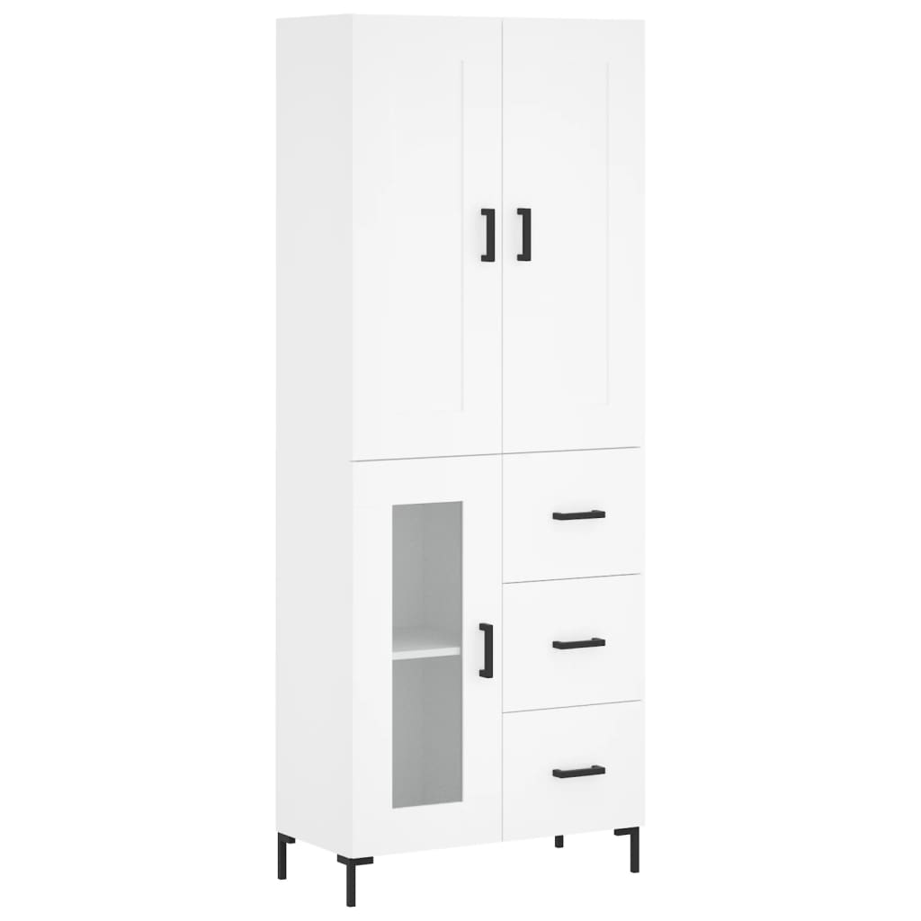 vidaXL Witrynka, biała, 69,5x34x180 cm, materiał drewnopochodny
