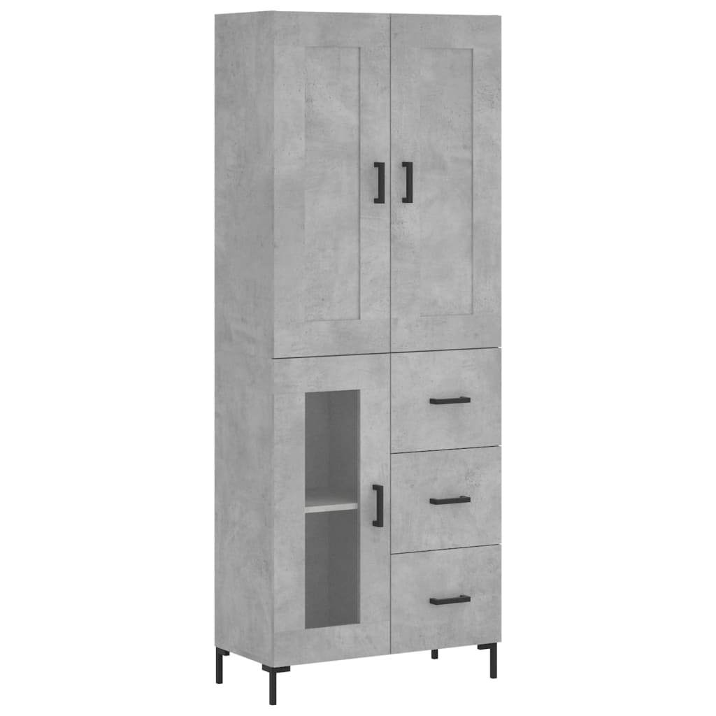 vidaXL Witrynka, szarość betonu 69,5x34x180 cm materiał drewnopochodny