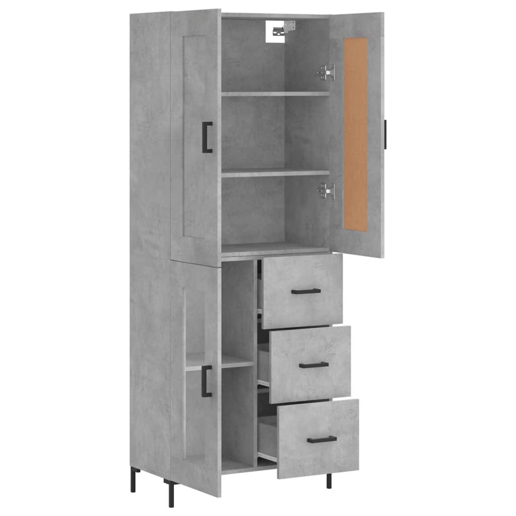 vidaXL Witrynka, szarość betonu 69,5x34x180 cm materiał drewnopochodny
