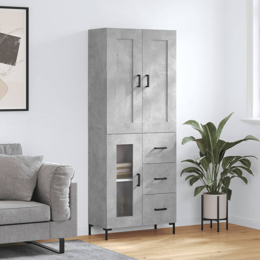 vidaXL Witrynka, szarość betonu 69,5x34x180 cm materiał drewnopochodny
