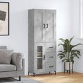 vidaXL Witrynka, szarość betonu 69,5x34x180 cm materiał drewnopochodny