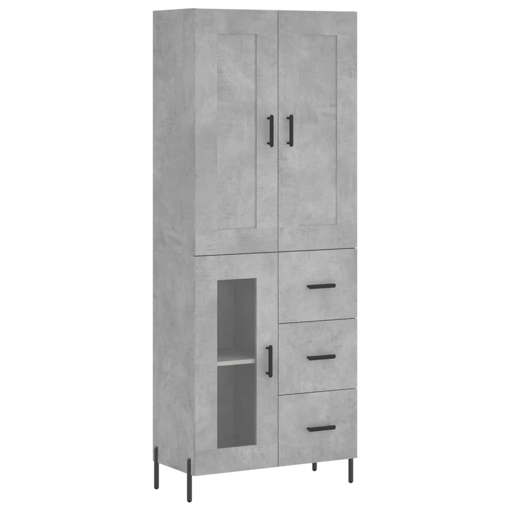 vidaXL Witrynka, szarość betonu 69,5x34x180 cm materiał drewnopochodny