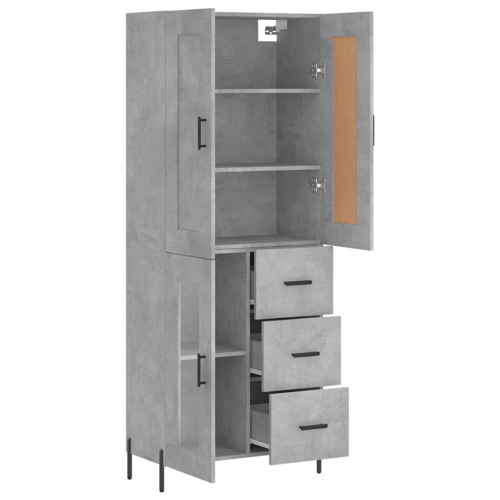 vidaXL Witrynka, szarość betonu 69,5x34x180 cm materiał drewnopochodny