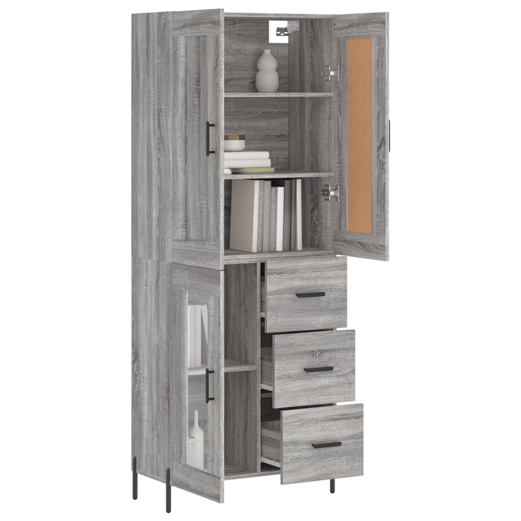 vidaXL Witrynka szary dąb sonoma 69,5x34x180cm materiał drewnopochodny