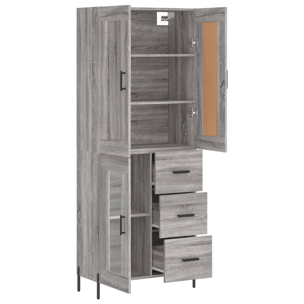 vidaXL Witrynka szary dąb sonoma 69,5x34x180cm materiał drewnopochodny