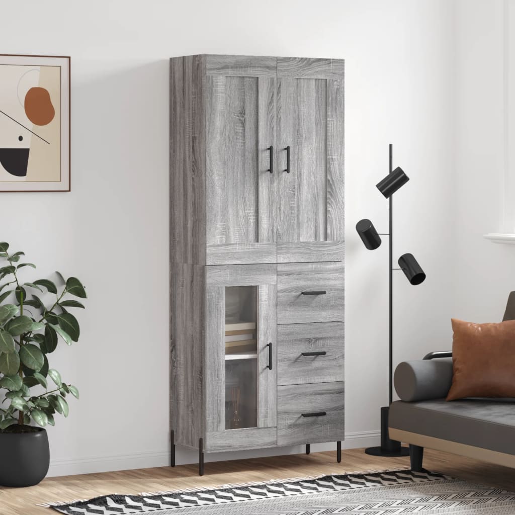 vidaXL Witrynka szary dąb sonoma 69,5x34x180cm materiał drewnopochodny