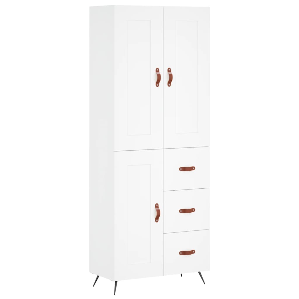 vidaXL Witrynka, biała, 69,5x34x180 cm, materiał drewnopochodny