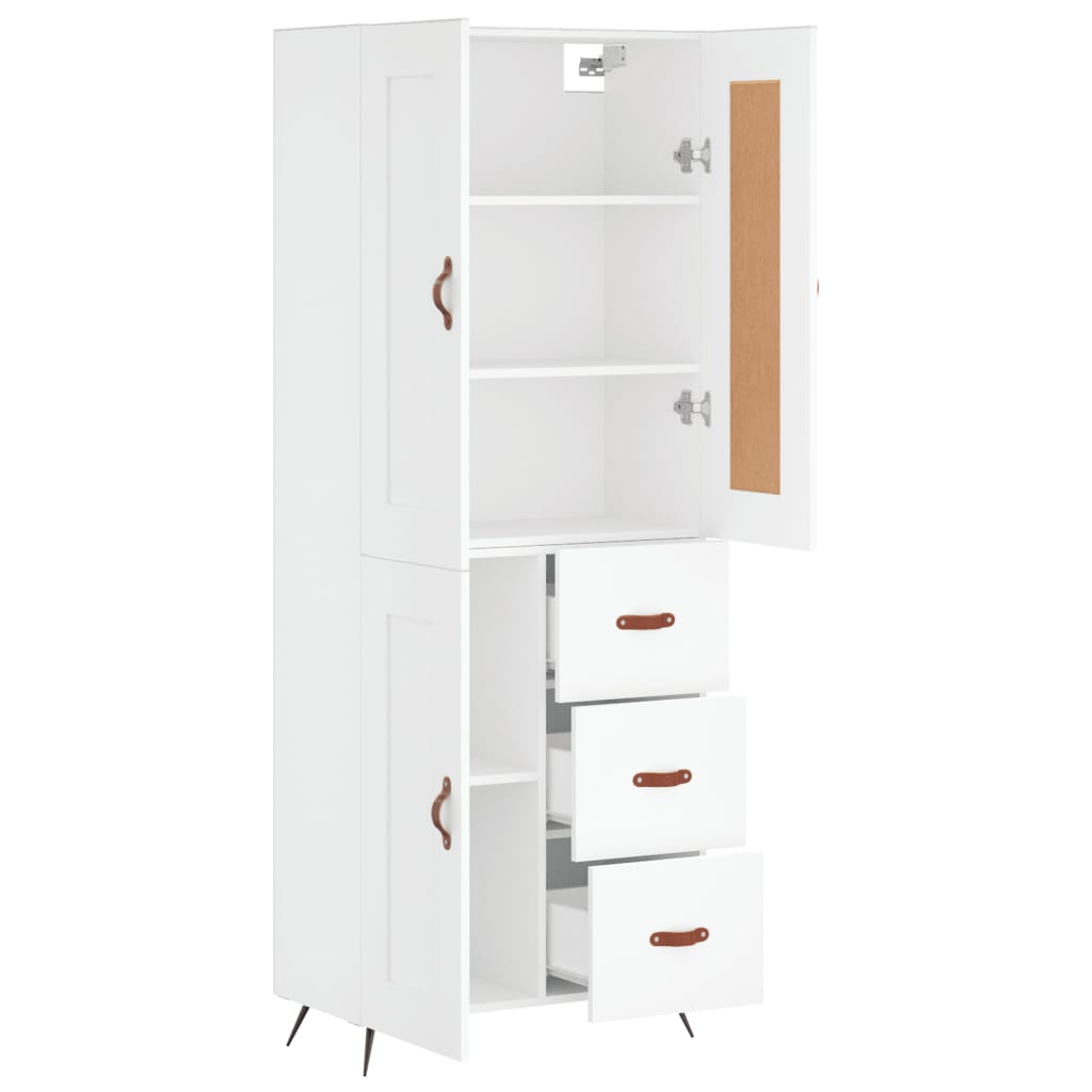 vidaXL Witrynka, biała, 69,5x34x180 cm, materiał drewnopochodny