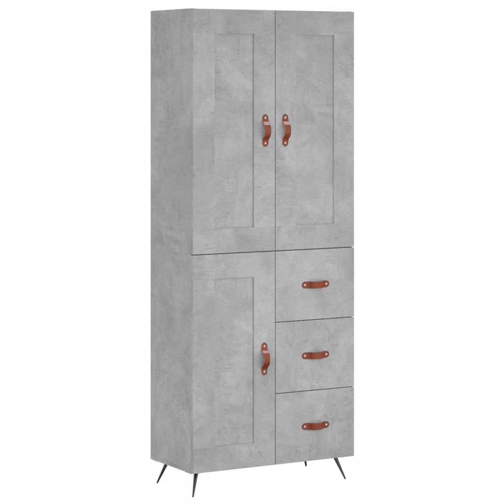 vidaXL Witrynka, szarość betonu 69,5x34x180 cm materiał drewnopochodny