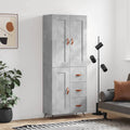 vidaXL Witrynka, szarość betonu 69,5x34x180 cm materiał drewnopochodny
