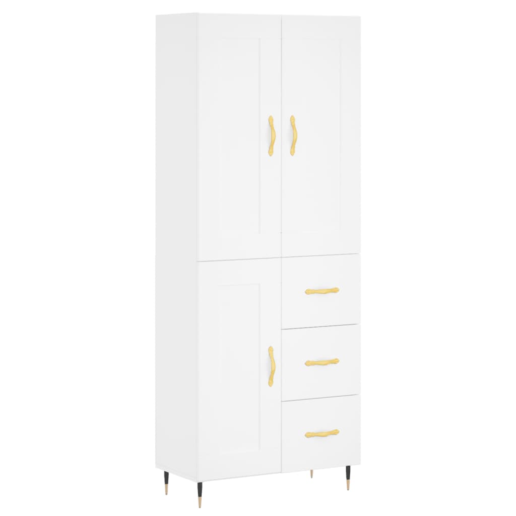 vidaXL Witrynka, biała, 69,5x34x180 cm, materiał drewnopochodny