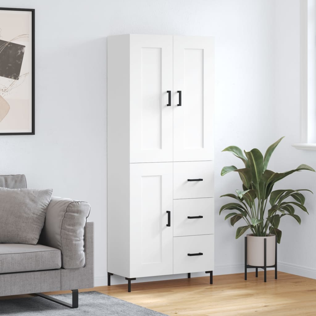 vidaXL Witrynka, biała, 69,5x34x180 cm, materiał drewnopochodny