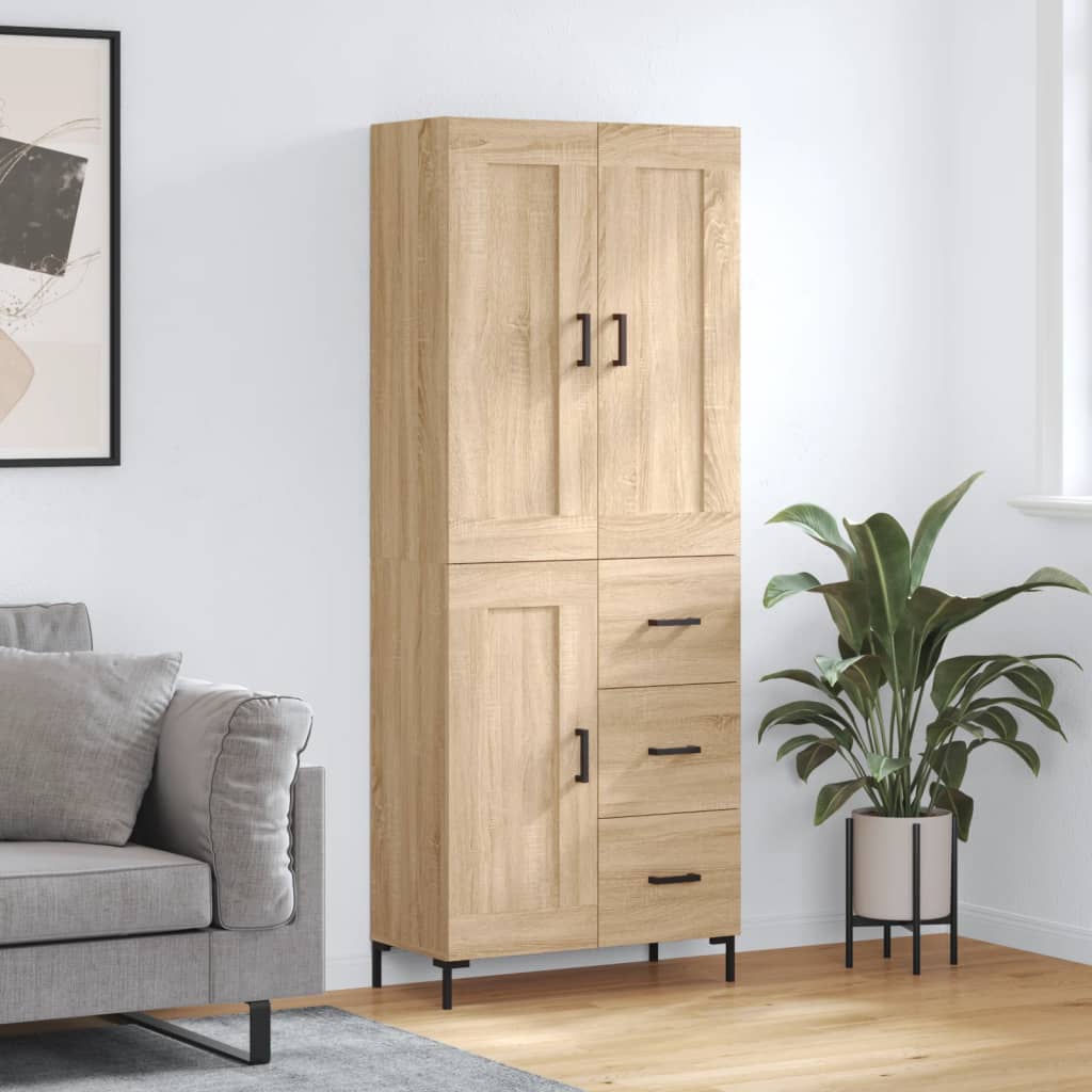 vidaXL Witrynka, dąb sonoma, 69,5x34x180 cm, materiał drewnopochodny
