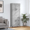 vidaXL Witrynka, szarość betonu 69,5x34x180 cm materiał drewnopochodny