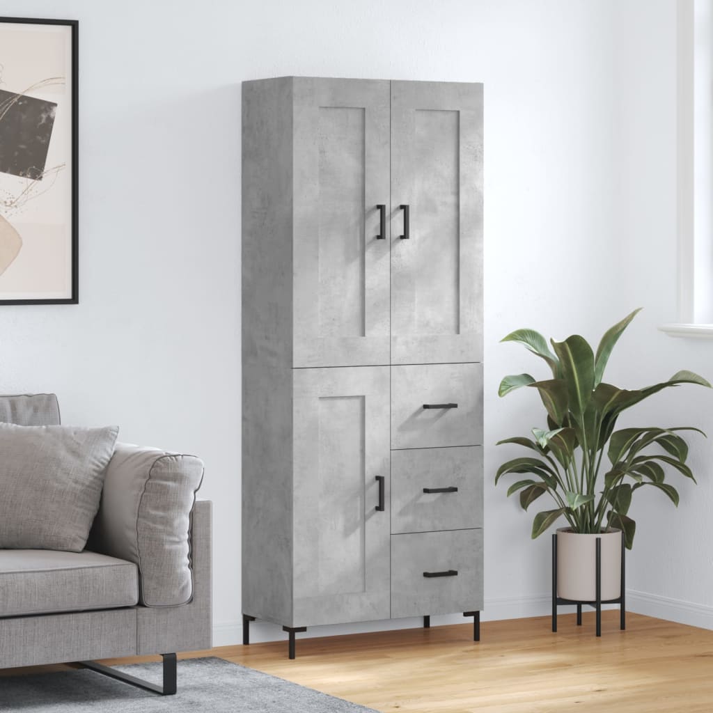 vidaXL Witrynka, szarość betonu 69,5x34x180 cm materiał drewnopochodny