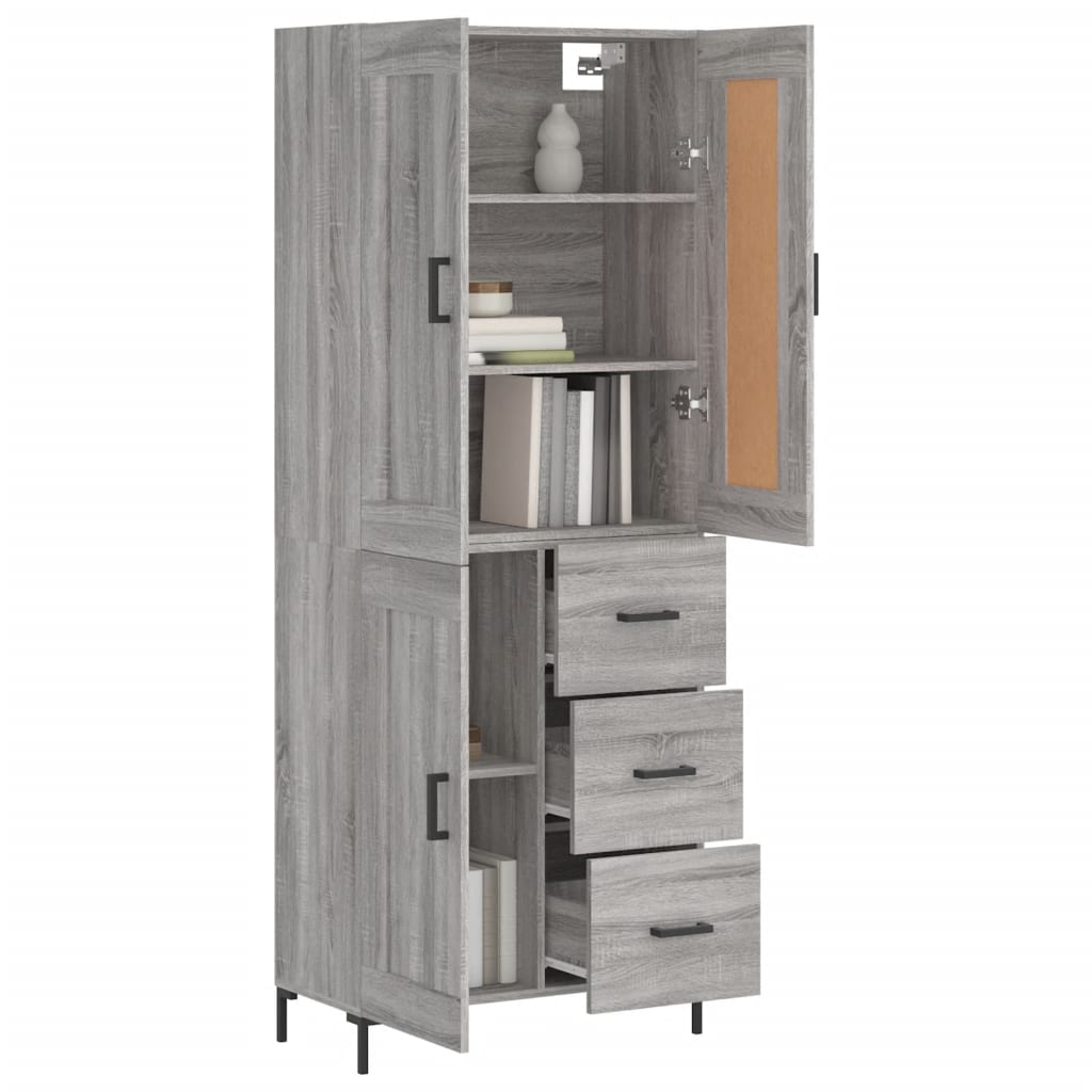 vidaXL Witrynka szary dąb sonoma 69,5x34x180cm materiał drewnopochodny